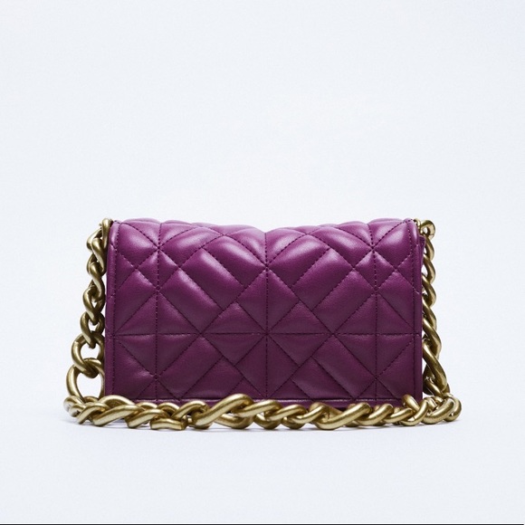 Zara Bags Zara Purple Quilted Chain Strap Shoulder Bag Poshmark